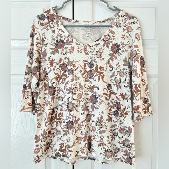 NWOT J.Jill Purejill Women’s Red Flower Print Cotton Tunic Blouse Shirt Sz PXS - Picture 1 of 12